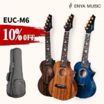 【スーパーSale 10％OFF 3/4 20:00〜3/11 01:59】Enya EUC-M6 エンヤ コンサート ウクレレ AAAマホガニー・オール単板 高光沢 パール貝のインレイ フロロカーボン弦 セミハードケース